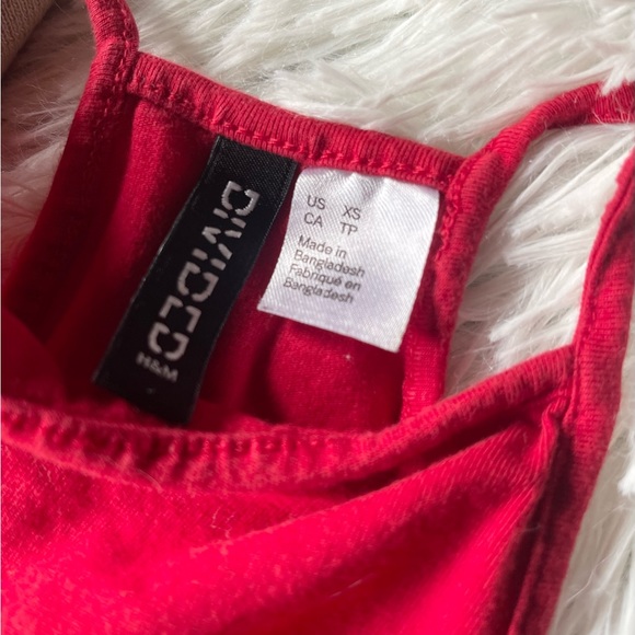 H&M Red halter top w/ double white lines on the side - Picture 3 of 3